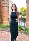 Cut It Out Midi Dress - Black Dress MerciGrace Boutique.