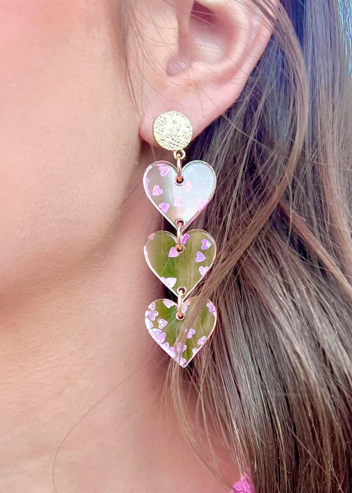 Cutie Pie Drop Earrings - Pink Earrings MerciGrace Boutique.
