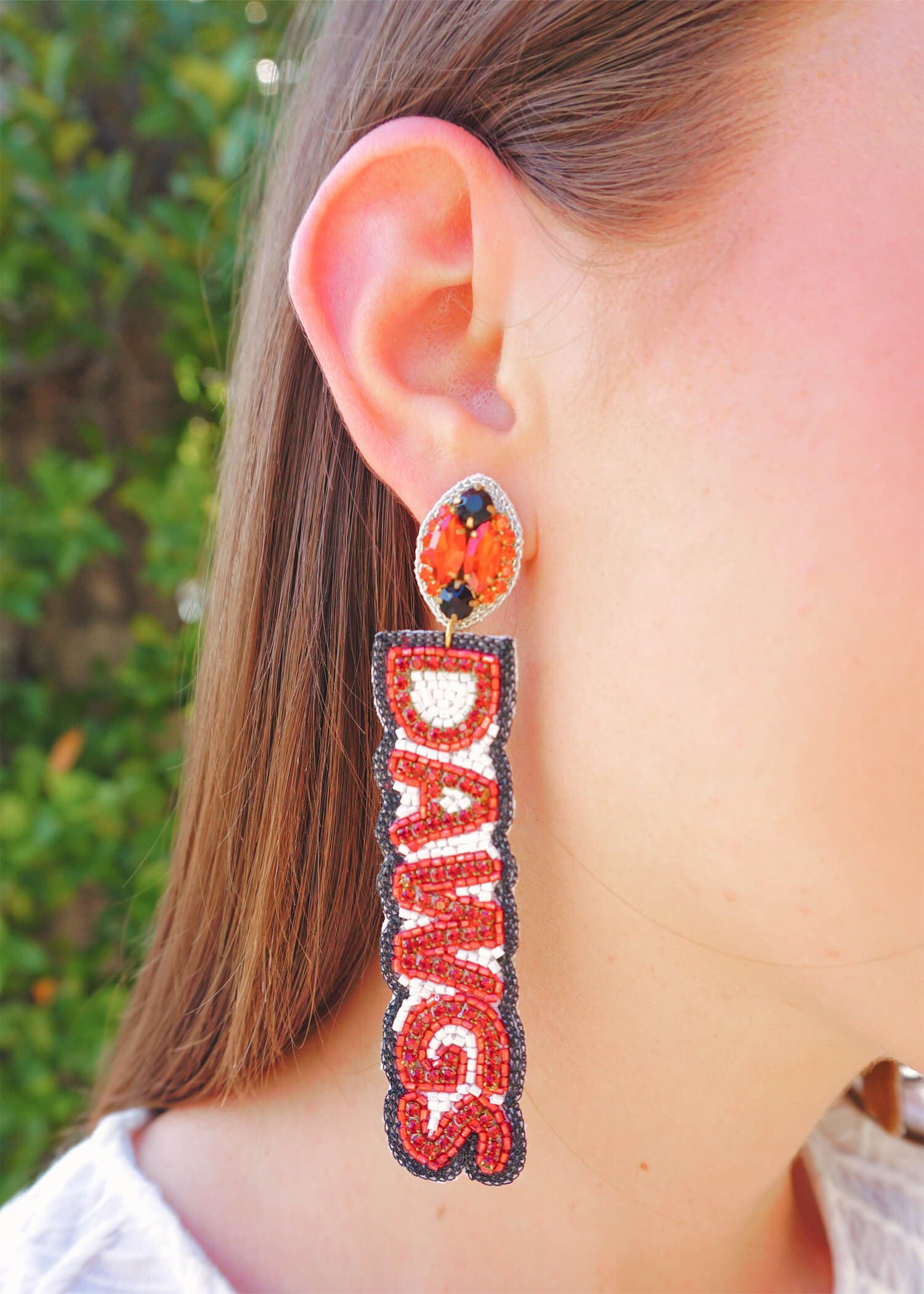 Dawg Nation Earrings - Red/Black Earrings MerciGrace Boutique.