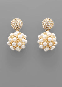Elegant As Can Be Earrings - White Pearl/Clear/Gold Earrings MerciGrace Boutique.