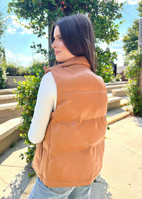Exactly What I Want Puffer Vest - Toffee Tops MerciGrace Boutique.