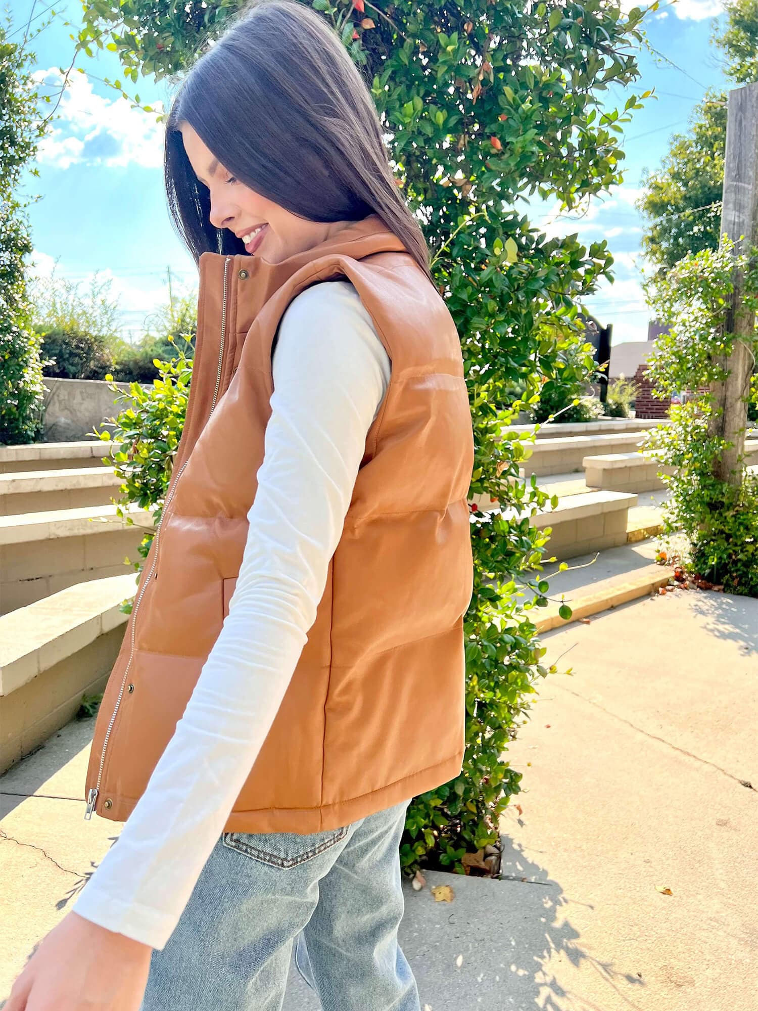 Exactly What I Want Puffer Vest - Toffee Tops MerciGrace Boutique.