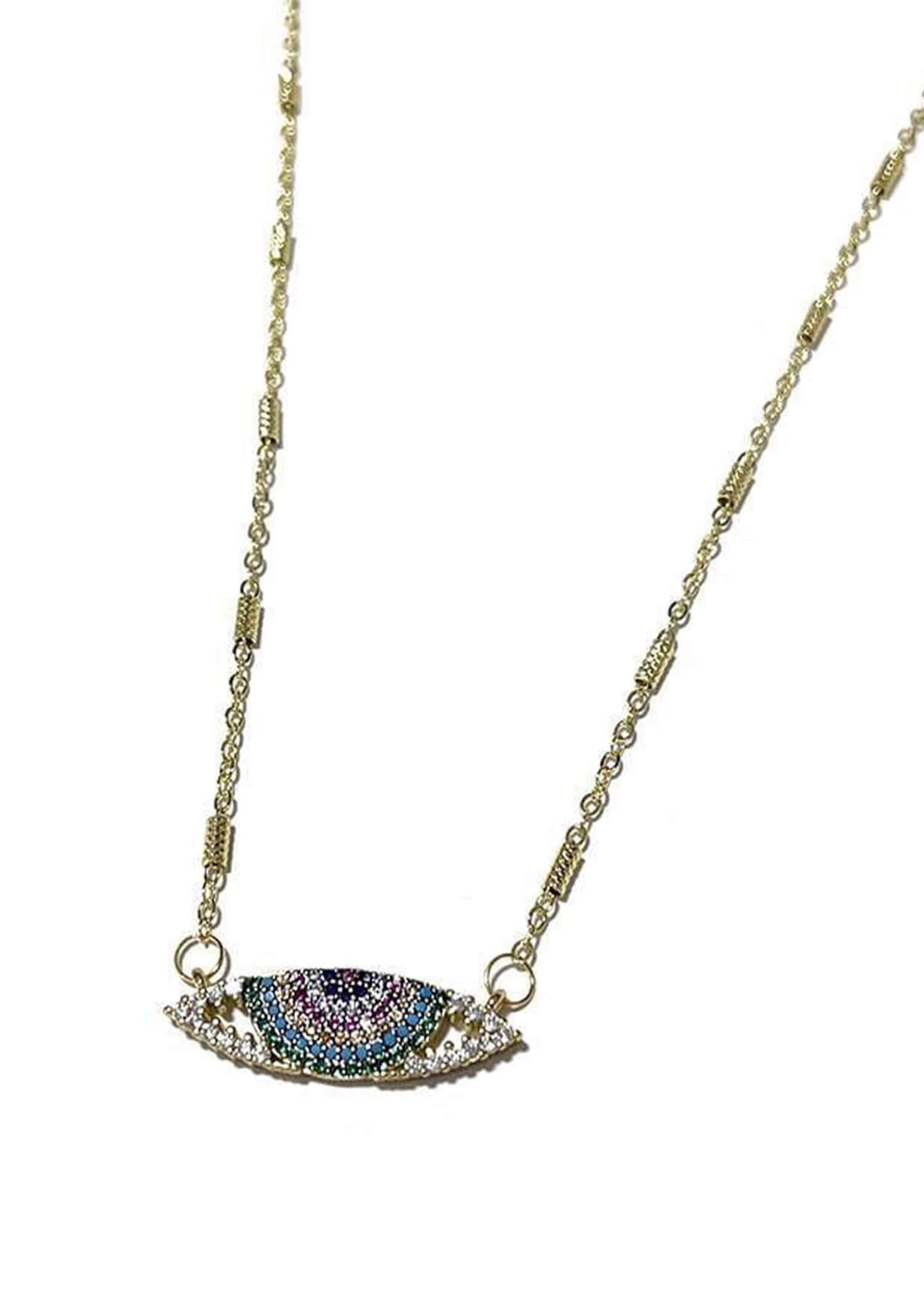 Eye On The Prize Necklace - Gold/Multi Necklace MerciGrace Boutique.