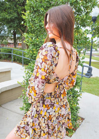 Fallin' For Florals Dress - Brown/Yellow Dress MerciGrace Boutique.