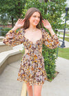 Fallin' For Florals Dress - Brown/Yellow Dress MerciGrace Boutique.