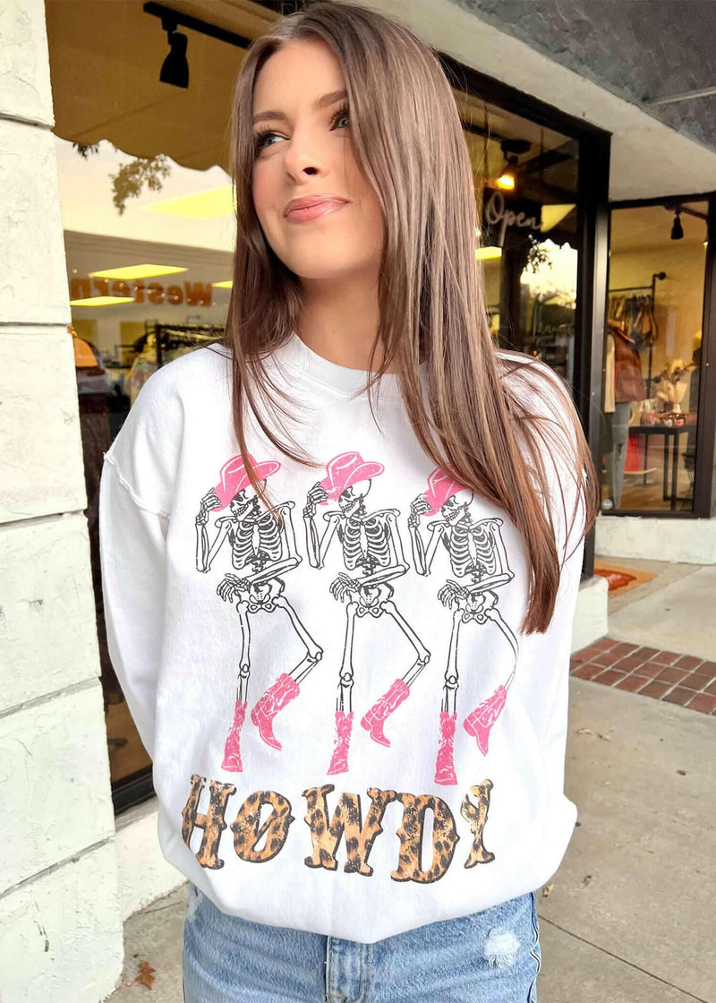 Feelin' Like A Cowgirl Sweatshirt - White Sweatshirt MerciGrace Boutique.