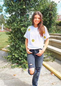 Feeling Happy Tee - White T-Shirt MerciGrace Boutique.