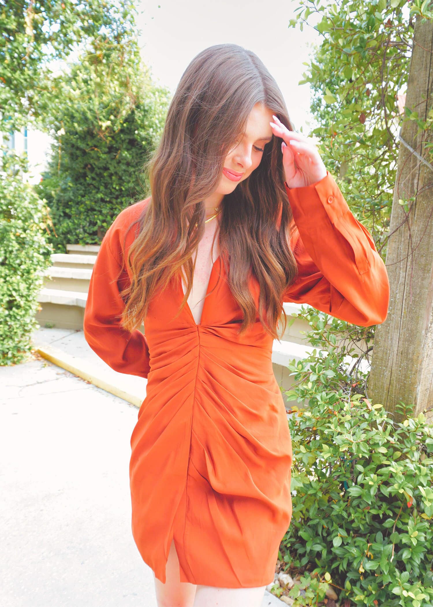 Fell For You Dress - Rust Dress MerciGrace Boutique.