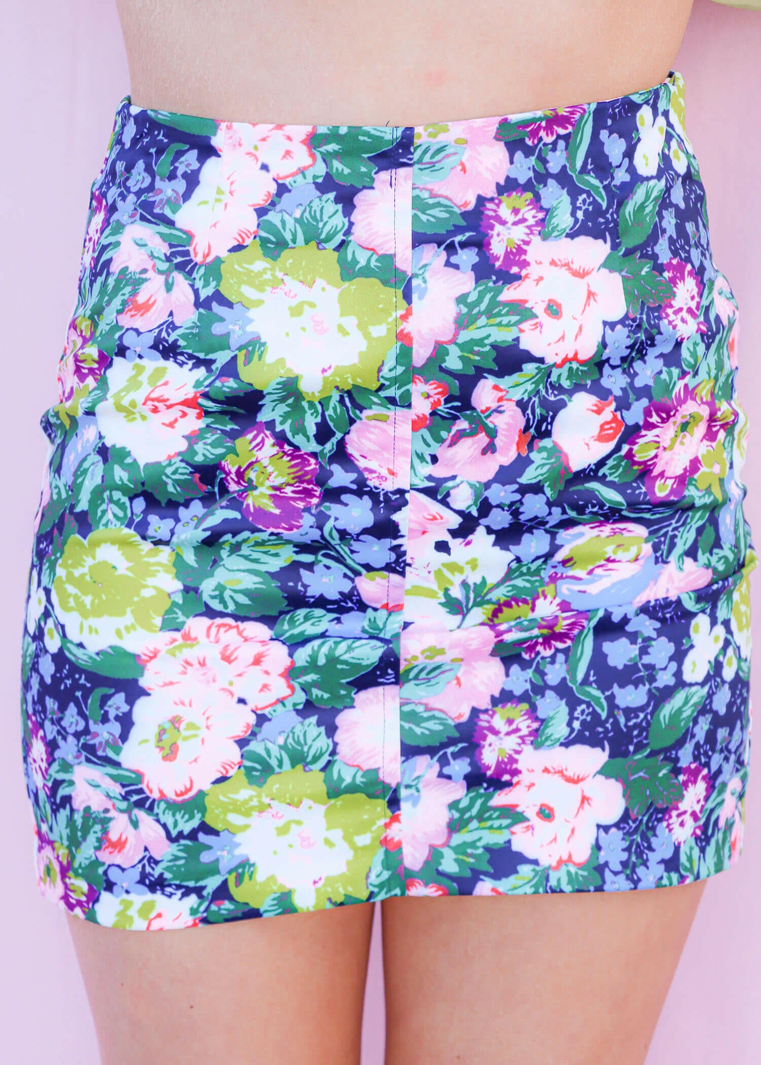 Blossoms Are Here Mini Skirt - Navy Multi Skirt MerciGrace Boutique.