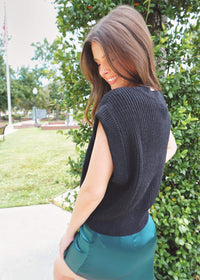 Forever A Classic Sweater Vest - Black Sweater MerciGrace Boutique.
