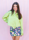 Blossoms Are Here Mini Skirt - Navy Multi Skirt MerciGrace Boutique.