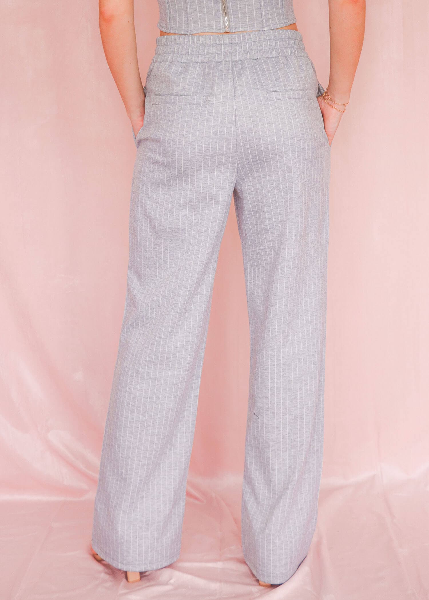 Go With It Wide Leg Pants - Heather Grey Pants MerciGrace Boutique.