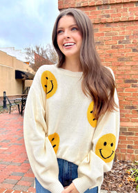 Happy As Ever Pullover - Cream Sweater MerciGrace Boutique.