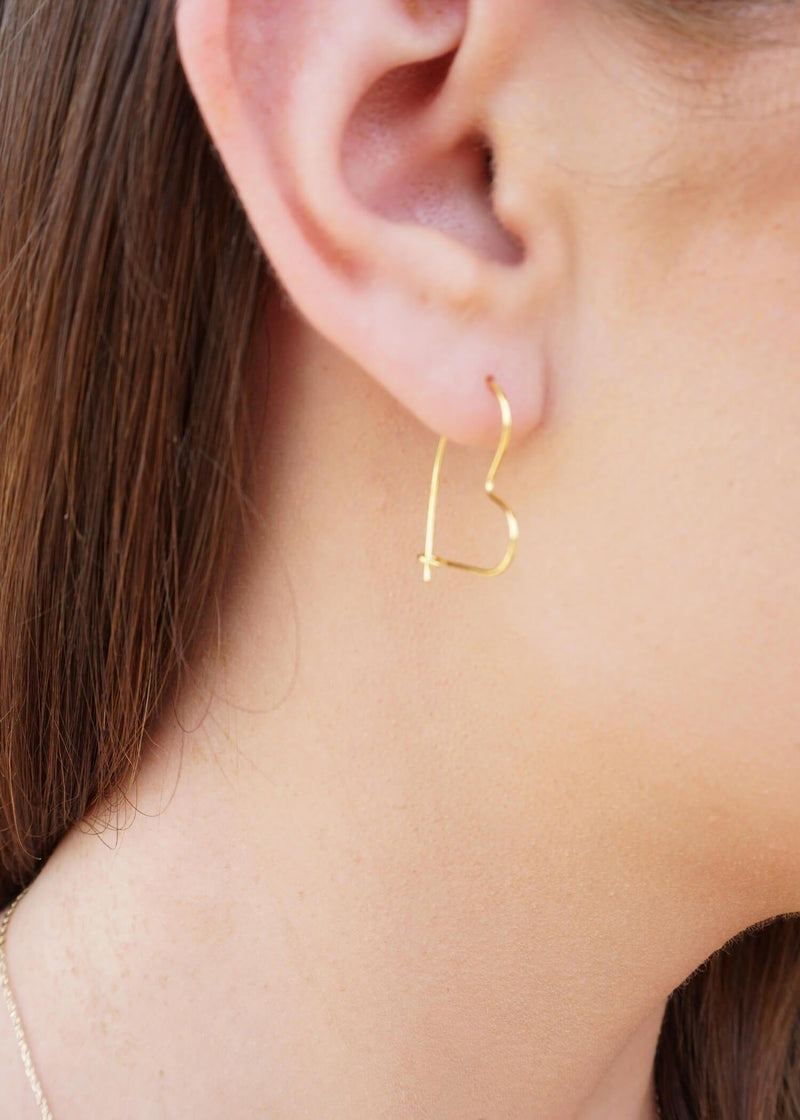 Heart Hoop Earrings - Gold/14kt Dipped Earrings MerciGrace Boutique.