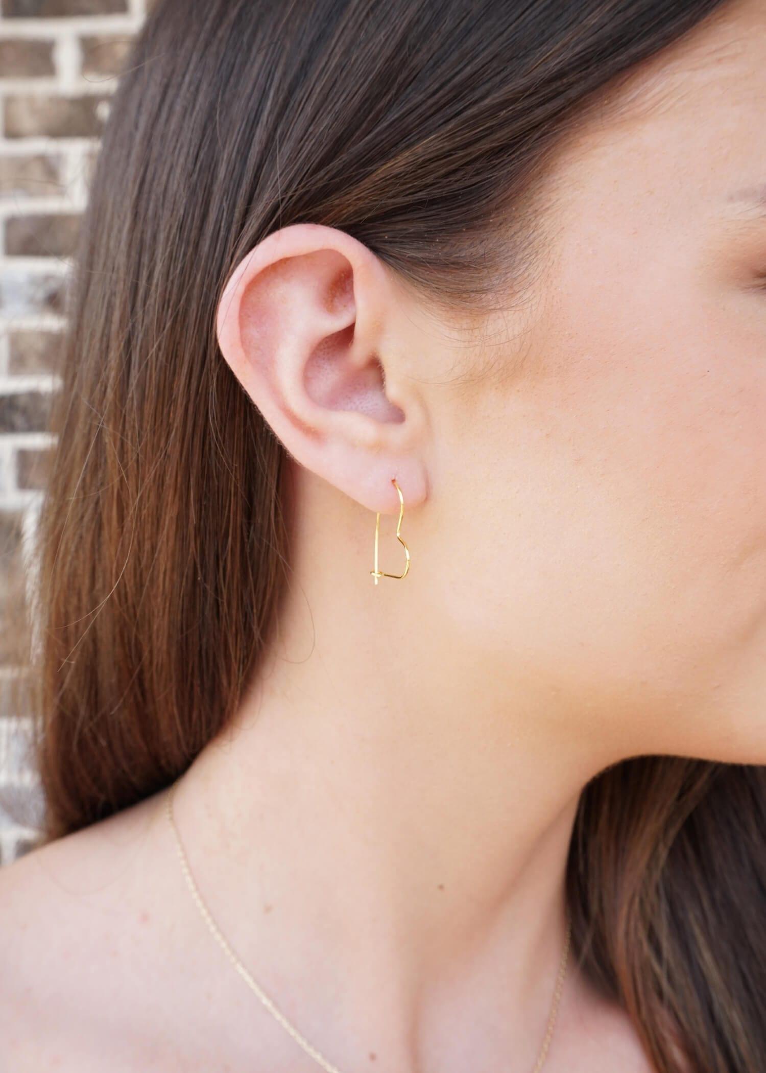 14kt Gold Heart Hoop Earrings -kids earrings