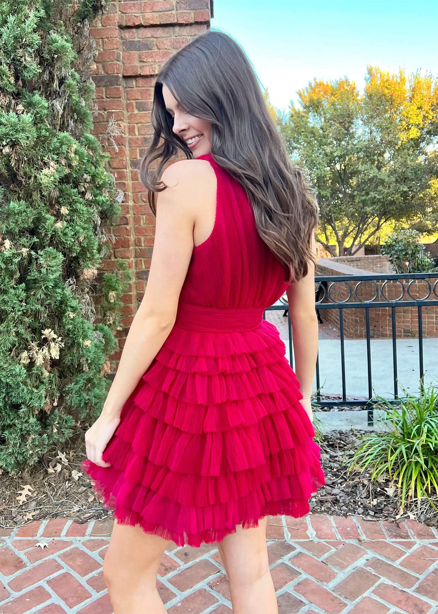 Here For The Holidays Dress - Cherry Dress MerciGrace Boutique.