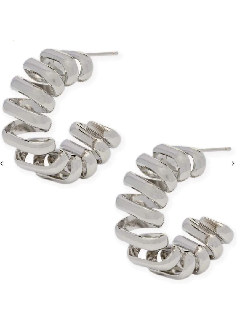Hold The Phone Hoops - Silver Earrings MerciGrace Boutique.