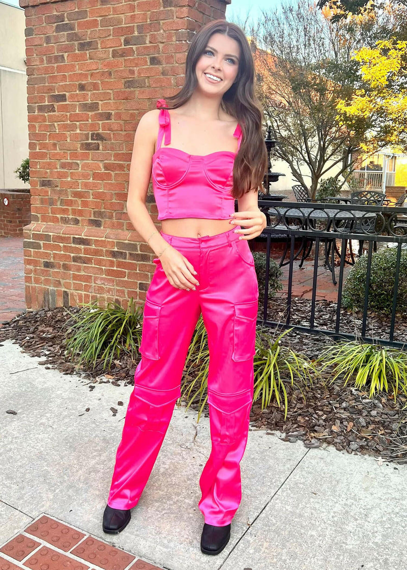 How It Should Be Cargo Pants - Pink Pants MerciGrace Boutique.