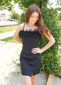 I'm The Moment Mini Dress - Black Dress MerciGrace Boutique.