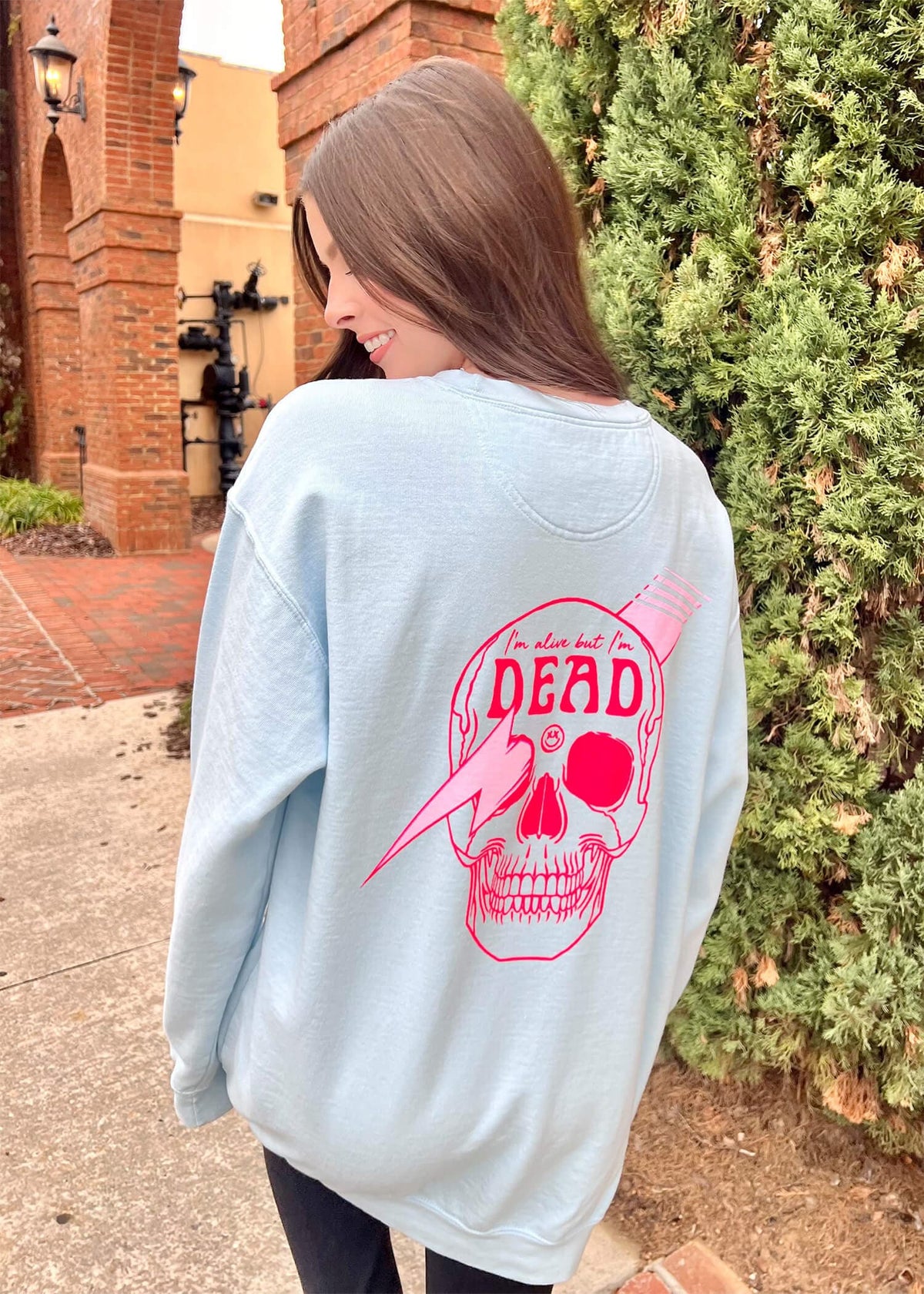 I’m Alive But I'm Dead Sweatshirt - Blue/Pink Sweatshirt MerciGrace Boutique.
