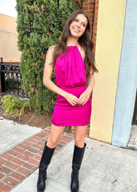 I'm The Moment Mini Dress - Fuchsia - MerciGrace BoutiqueDress