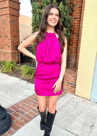 I'm The Moment Mini Dress - Fuchsia - MerciGrace BoutiqueDress