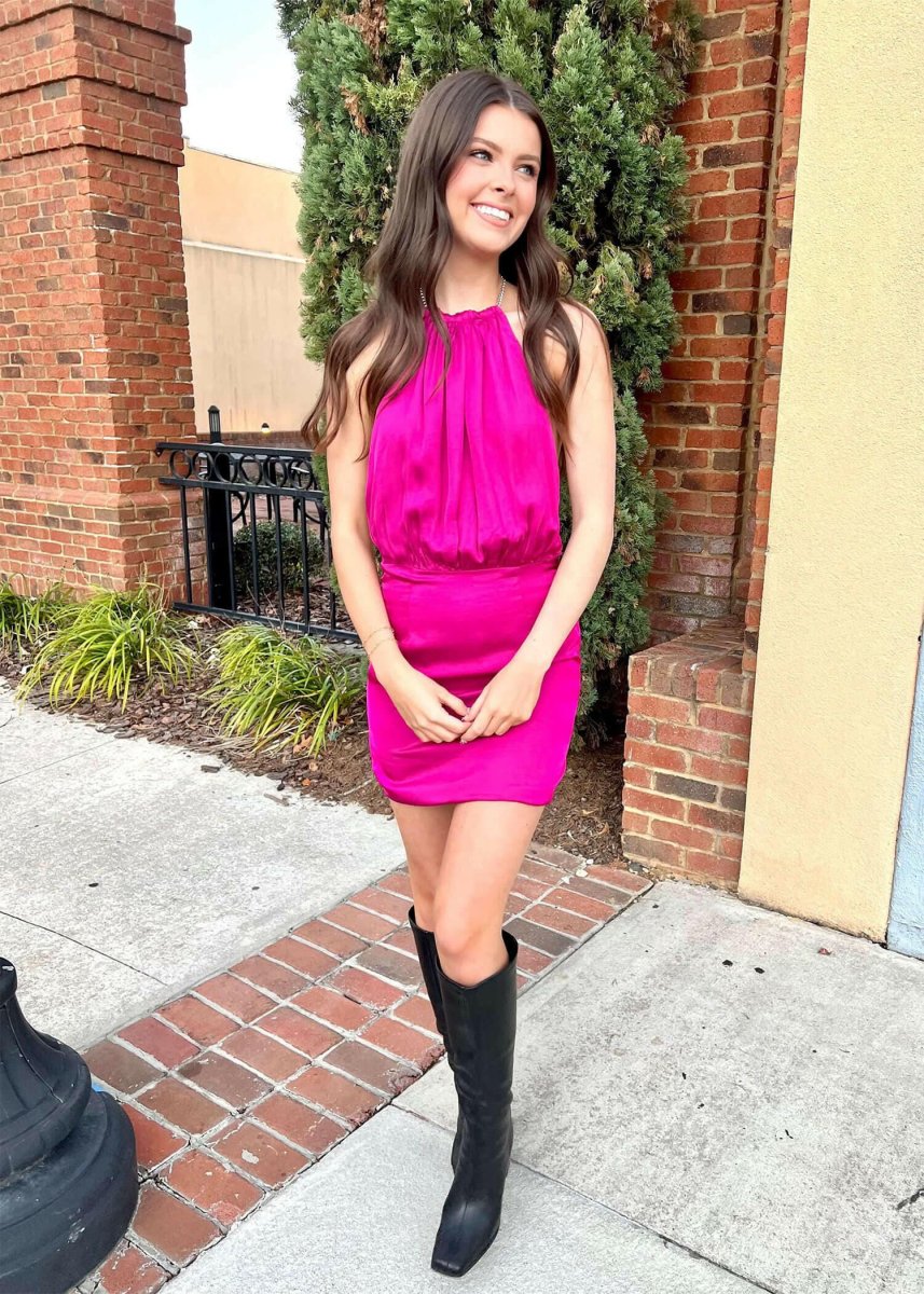 I'm The Moment Mini Dress - Fuchsia - MerciGrace BoutiqueDress
