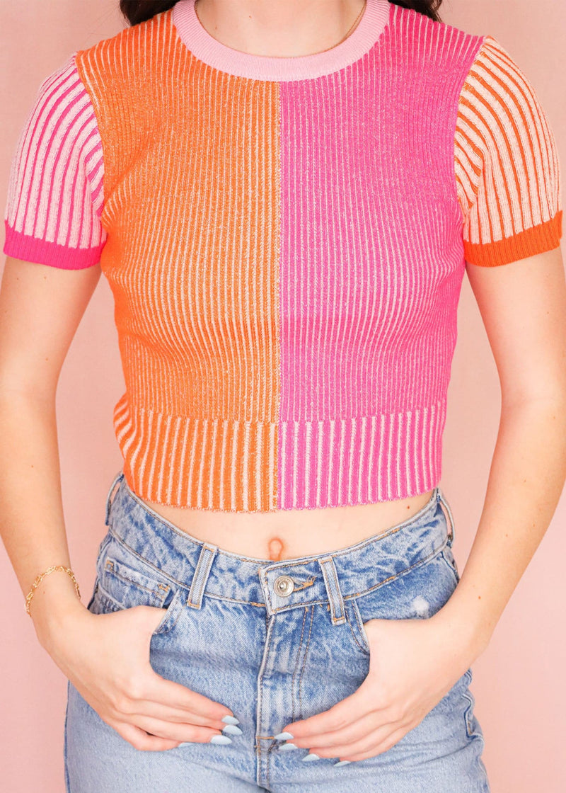 Blocking It Out Cropped Sweater - Multi Tops MerciGrace Boutique.