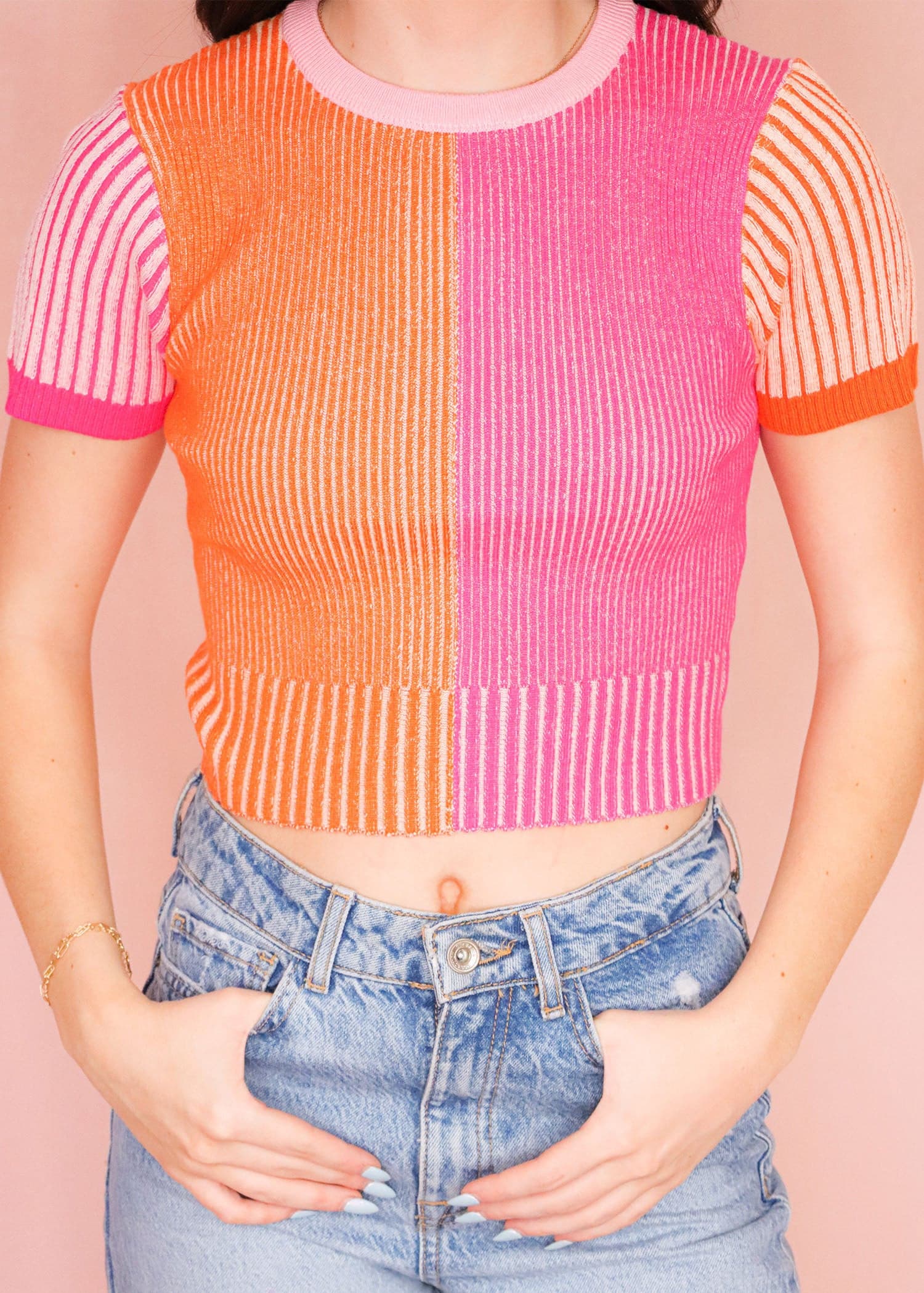 Blocking It Out Cropped Sweater - Multi Tops MerciGrace Boutique.
