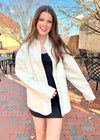 In Motion Faux Leather Shacket - Whip Cream Jacket MerciGrace Boutique.