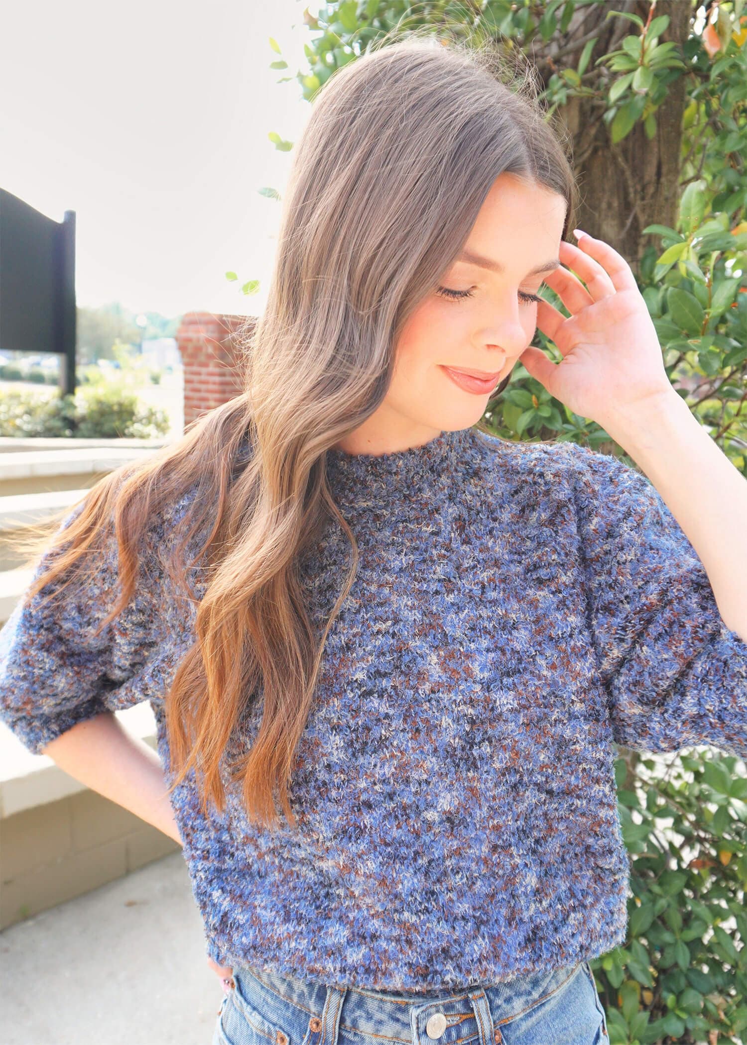 In Your Dreams Sweater - Blue Marine Sweater MerciGrace Boutique.
