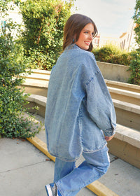Just The Basic Shacket - Medium Denim Jacket MerciGrace Boutique.