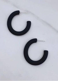 Kelly Hoop Earrings - Black Earrings MerciGrace Boutique.