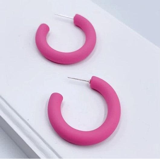Kelly Pink Hoop Earrings Earrings MerciGrace Boutique.
