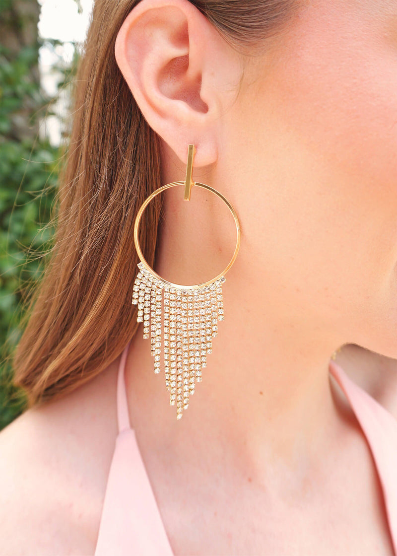Laura Chandelier Hoop Earrings - Gold Earrings MerciGrace Boutique.