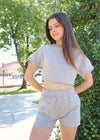 Lazy Day Shorts - Light Grey Shorts MerciGrace Boutique.