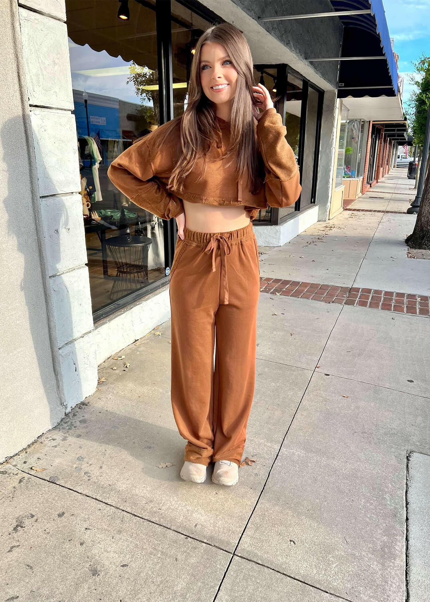 Leaves Are Fallin' Sweatpants - Brown Sweatpants MerciGrace Boutique.