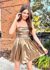Life Of The Party Mini Dress - Gold Dress MerciGrace Boutique.