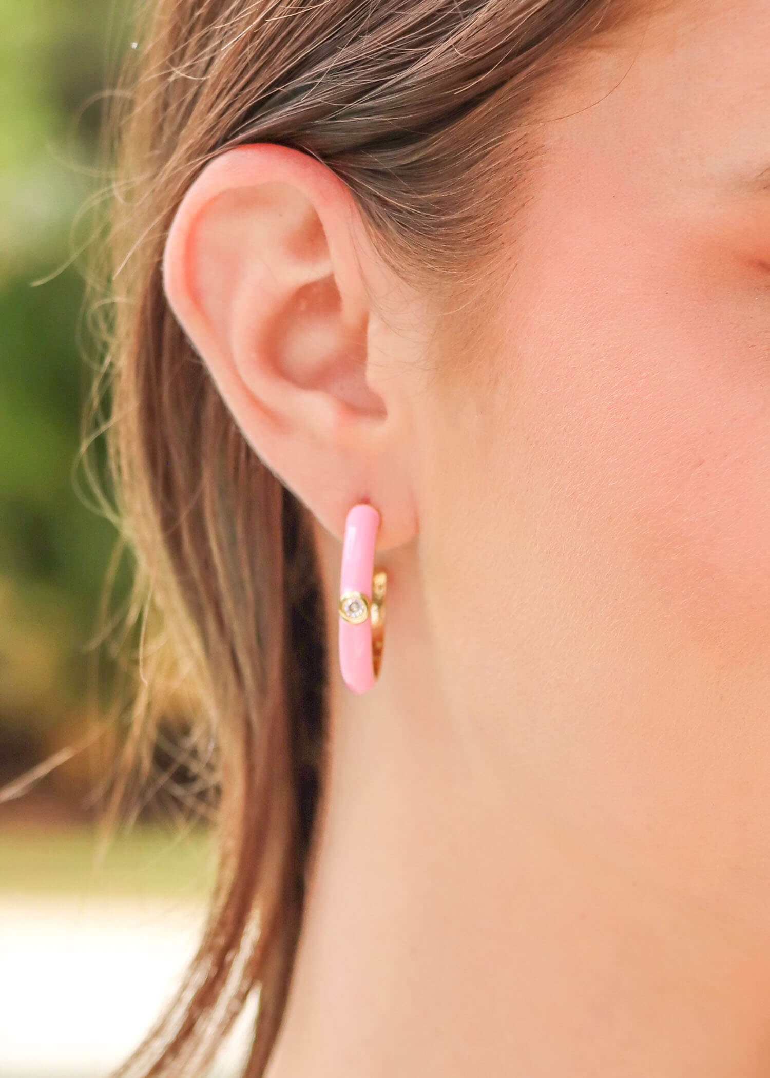 Coastal Feel Hoop Earrings - Pink Earrings MerciGrace Boutique.