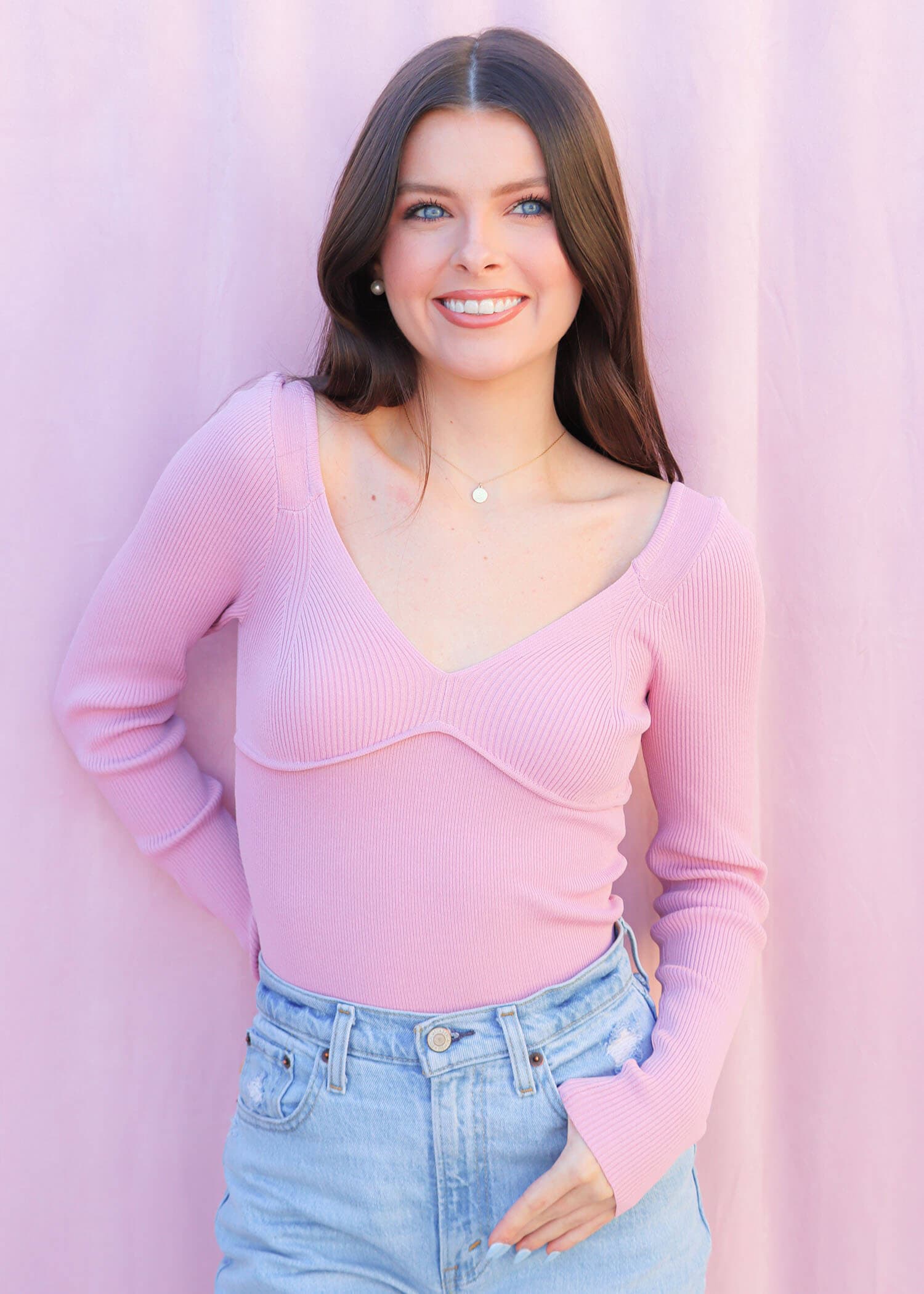 Love You For It Sweater - Light Pink Sweater MerciGrace Boutique.