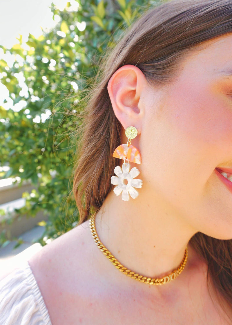 Lila Flower Drop Earrings - Multi Earrings MerciGrace Boutique.