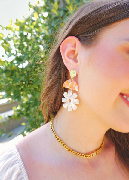 Large Pavé Multi Flower Drop Stud Earring | Adina Eden Jewels