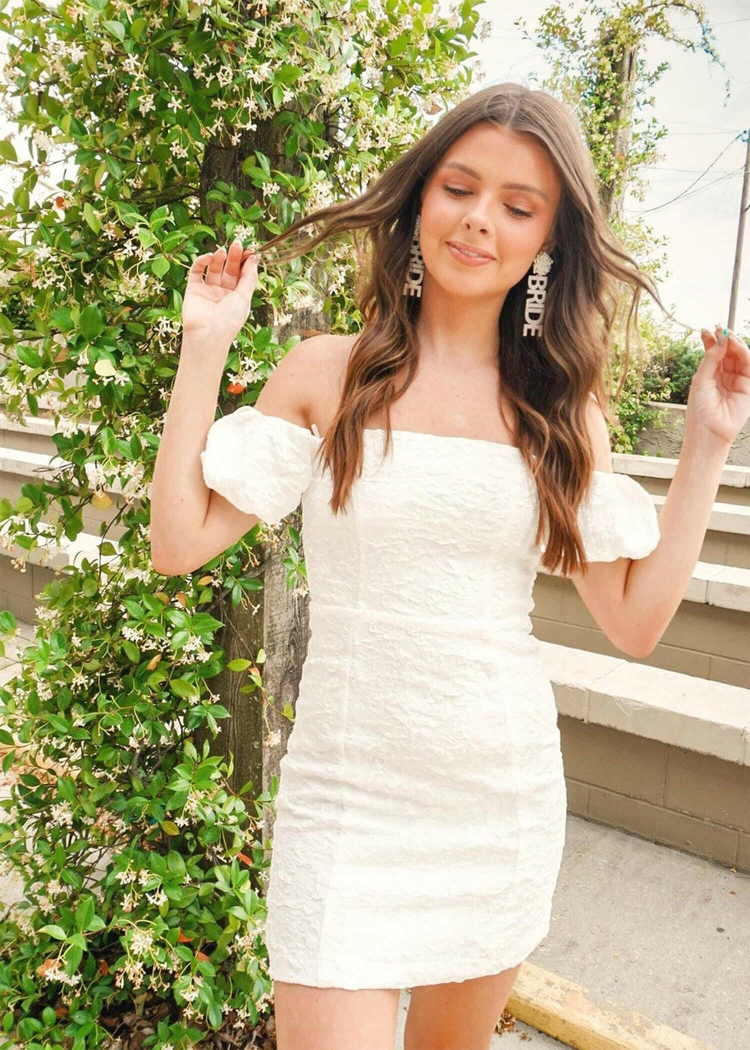 Live In The Moment Mini Dress - White Dress MerciGrace Boutique.