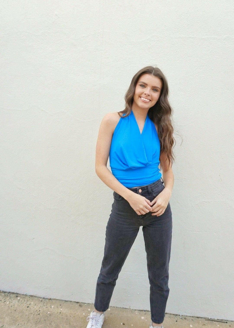 Livin' For This Cowl Neck - Blue Tops MerciGrace Boutique.