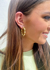 Livin' Lux Pearl Hoops - Gold Earrings MerciGrace Boutique.