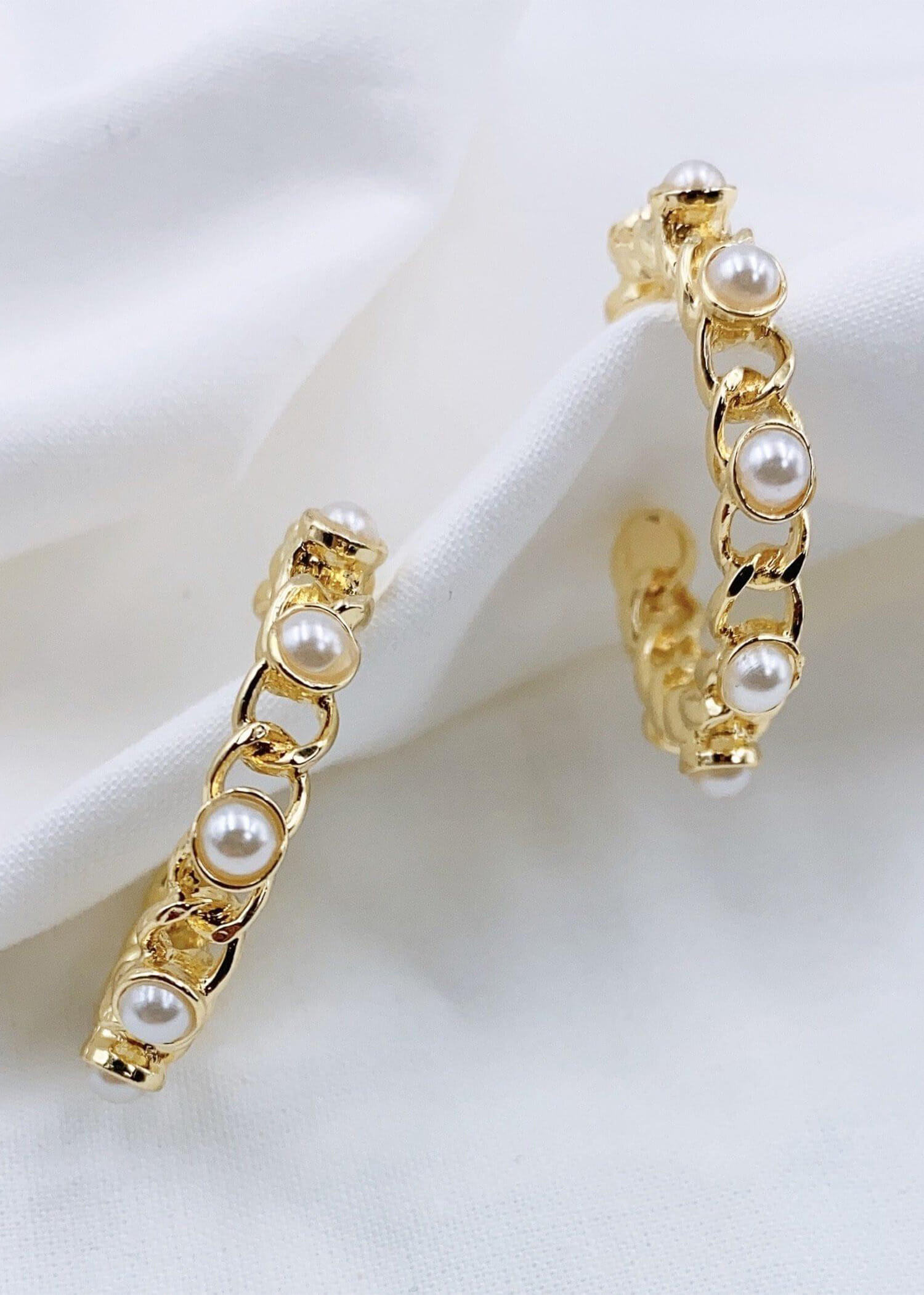 Livin' Lux Pearl Hoops - Gold Earrings MerciGrace Boutique.