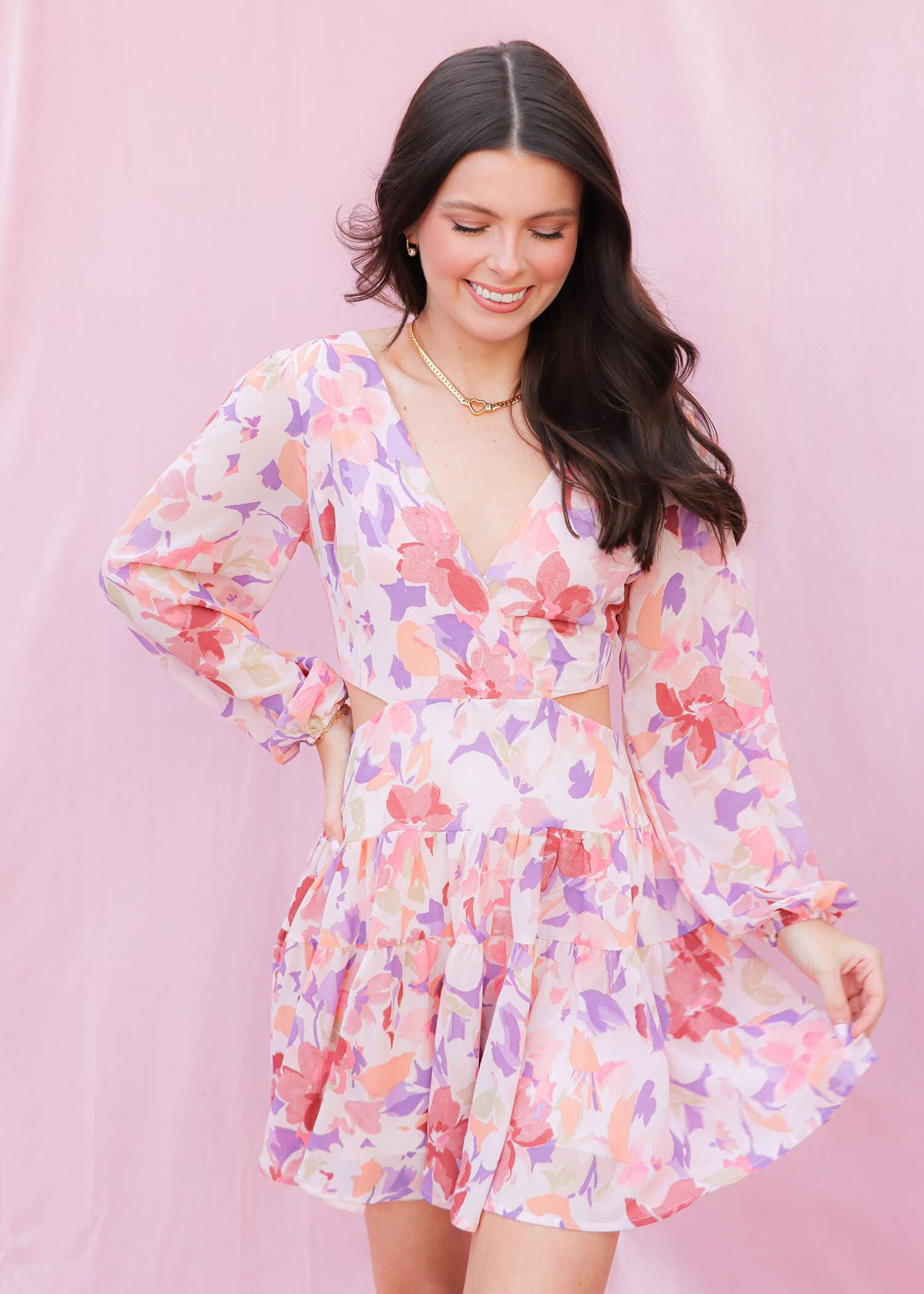Flowers Are My Love Language Dress - Blush/Lilac Dress MerciGrace Boutique.