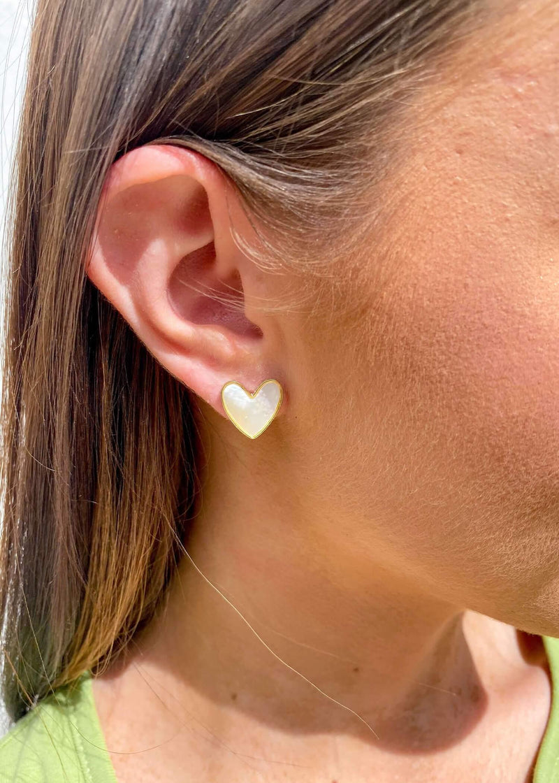 Love You Forever Studs - Cream Earrings MerciGrace Boutique.