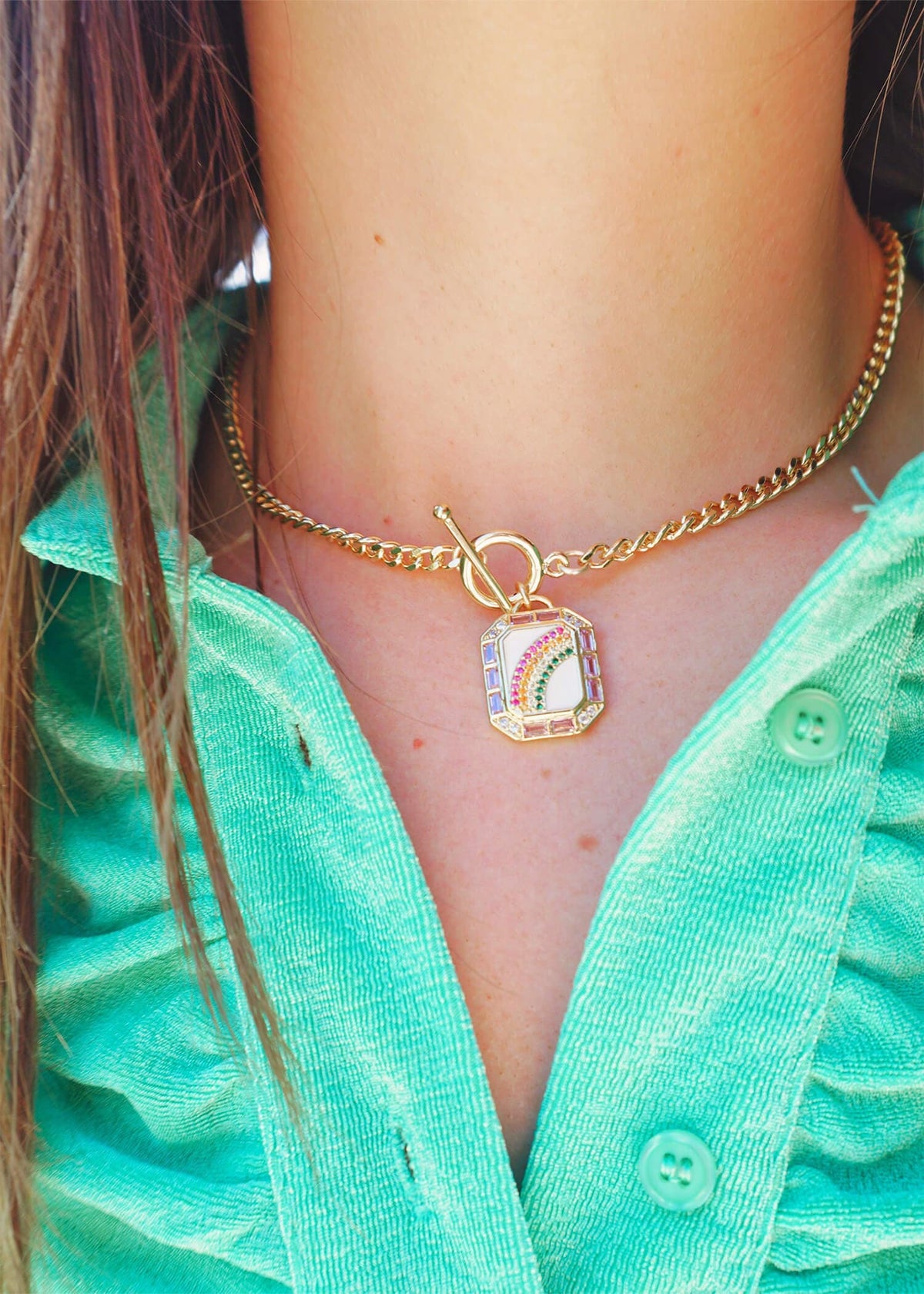 Lucky Charm Necklace - Gold/Multi Necklace MerciGrace Boutique.