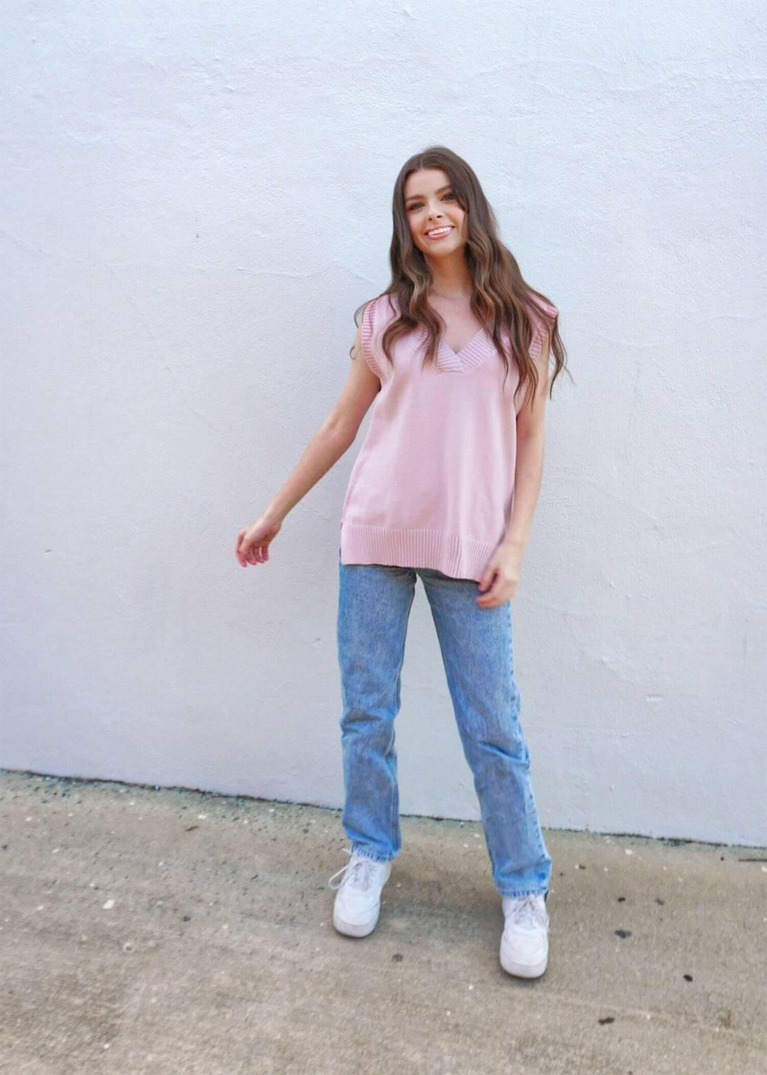 Make Me Blush Sweater Vest - Blush Tops MerciGrace Boutique.